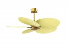  AKTP-BRBR-YE - Alessandra Tropical 5-blade ceiling fan in Brushed Brass and Light Yellow blades.