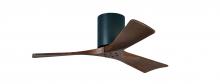  IR3H-BK-WA-42 - Irene-3H three-blade flush mount paddle fan in Matte Black finish with 42” solid walnut tone bla