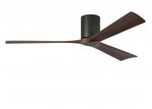  IR3H-BK-WA-60 - Irene-3H three-blade flush mount paddle fan in Matte Black finish with 60” solid walnut tone bla