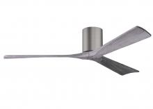  IR3H-BP-BW-60 - Irene-3H three-blade flush mount paddle fan in Brushed Pewter finish with 60” solid barn wood to