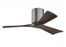  IR3H-BP-WA-42 - Irene-3H three-blade flush mount paddle fan in Brushed Pewter finish with 42” solid walnut tone