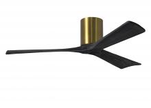  IR3H-BRBR-BK-52 - Irene-3H three-blade flush mount paddle fan in Brushed Brass finish with 52” solid matte black w
