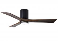  IR3HLK-BK-WA-52 - Irene-3HLK three-blade flush mount paddle fan in Matte Black finish with 52” solid walnut tone b