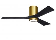  IR3HLK-BRBR-BK-52 - Irene-3HLK three-blade flush mount paddle fan in Brushed Brass finish with 52” solid matte black