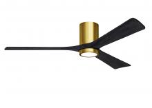  IR3HLK-BRBR-BK-60 - Irene-3HLK three-blade flush mount paddle fan in Brushed Brass finish with 60” solid matte black