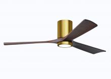  IR3HLK-BRBR-WA-60 - Irene-3HLK three-blade flush mount paddle fan in Brushed Brass finish with 60” solid walnut tone