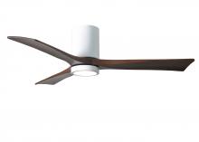  IR3HLK-WH-WA-52 - Irene-3HLK three-blade flush mount paddle fan in Gloss White finish with 52” solid walnut tone b