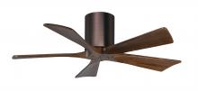  IR5H-BB-WA-42 - Irene-5H five-blade flush mount paddle fan in Brushed Bronze finish with 42” solid walnut tone b