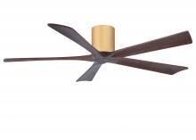  IR5H-LM-WA-60 - Irene-5H three-blade flush mount paddle fan in Light Maple finish with 60” Walnut tone blades. 