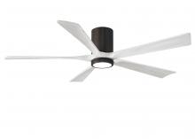  IR5HLK-TB-MWH-60 - IR5HLK five-blade flush mount paddle fan in Textured Bronze finish with 60” solid matte white wo
