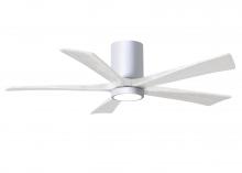  IR5HLK-WH-MWH-52 - IR5HLK five-blade flush mount paddle fan in Gloss White finish with 52” solid matte white wood b