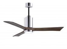  PA3-CR-WA-52 - Patricia-3 three-blade ceiling fan in Polished Chrome finish with 52” solid walnut tone blades a