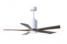  PA5-WH-WA-52 - Patricia-5 five-blade ceiling fan in Gloss White finish with 52” solid walnut tone blades and di