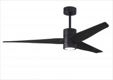  SJ-BK-BK-60 - Super Janet three-blade ceiling fan in Matte Black finish with 60” solid matte blade wood blades