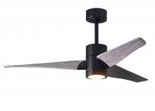  SJ-BK-BW-52 - Super Janet three-blade ceiling fan in Matte Black finish with 52” solid barn wood tone blades a