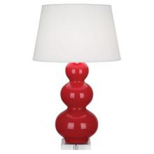  RR43X - Ruby Red Triple Gourd Table Lamp