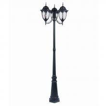  5069BK - Suffolk Collection Surface Mount Post 3-Light Outdoor Matte Black Fixture