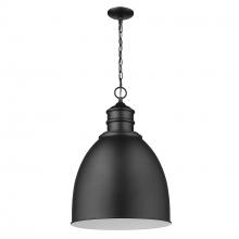  IN11170BK - Colby 1-Light Matte Black Pendant With Gloss White Interior Shade