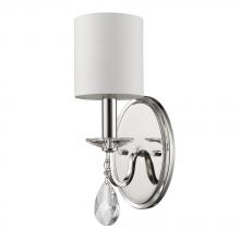  IN41050PN - Lily Indoor 1-Light Sconce W/Fabric Shade & Crystal Pendant In Polished Nickel