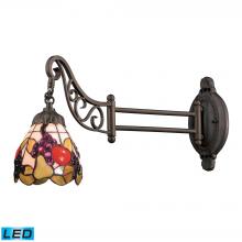  079-TB-19-LED - Mix-N-Match 1-Light Swingarm Wall Lamp in Tiffany Bronze and Tiffany Style Glass - Includes LED Bulb