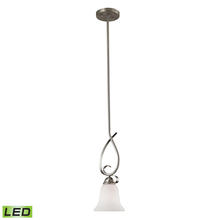  1001PS/20-LED - Brighton 1-Light Mini Pendant in Brushed Nickel with White Glass - LED