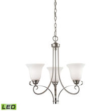  1003CH/20-LED - Brighton 3-Light Chandelier in Brushed Nickel with White Glass - LED