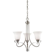  1003CH/20 - Brighton 3-Light Chandelier in Brushed Nickel with White Glass