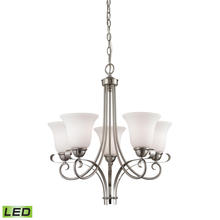  1005CH/20-LED - Brighton 5-Light Chandelier in Brushed Nickel with White Glass - LED
