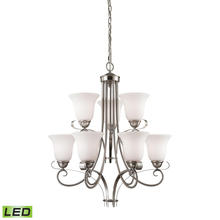  1009CH/20-LED - Brighton 9-Light Chandelier in Brushed Nickel with White Glass - LED