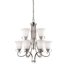  1009CH/20 - Brighton 9-Light Chandelier in Brushed Nickel with White Glass