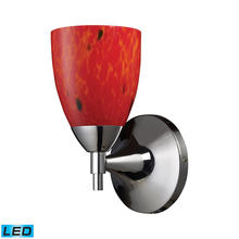  10150/1PC-FR-LED - Celina 1-Light Wall Lamp in Polished Chrome with Fire Red Glass - Includes LED Bulb