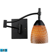 10151/1DR-C-LED - Celina 1-Light Swingarm Wall Lamp in Dark Rust with Coco Glass - Includes LED Bulb