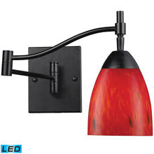  10151/1DR-FR-LED - Celina 1-Light Swingarm Wall Lamp in Dark Rust with Fire Red Glass - Includes LED Bulb