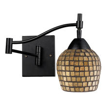  10151/1DR-GLD - Celina 1-Light Swingarm Wall Lamp in Dark Rust with Gold Mosaic Glass