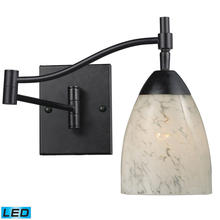  10151/1DR-SW-LED - Celina 1-Light Swingarm Wall Lamp in Dark Rust with Snow White Glass - Includes LED Bulb