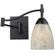 10151/1DR-SW - Celina 1-Light Swingarm Wall Lamp in Dark Rust with Snow White Glass