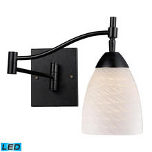  10151/1DR-WS-LED - Celina 1-Light Swingarm Wall Lamp in Dark Rust with White Swirl Glass - Includes LED Bulb