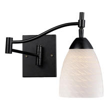  10151/1DR-WS - Celina 1-Light Swingarm Wall Lamp in Dark Rust with White Swirl Glass