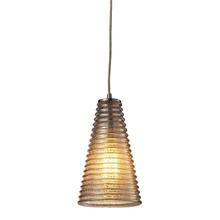  10333/1 - Ribbed Glass 1-Light Mini Pendant in Satin Nickel with Amber Ribbed Glass