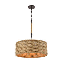  10711/3 - Weaverton 3-Light Chandelier in Oiled Bronze with Natural Rope-wrapped Shade