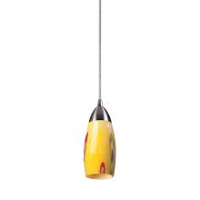  110-1YW-LED - Milan 1-Light Mini Pendant in Satin Nickel with Yellow Blaze Glass - Includes LED Bulb