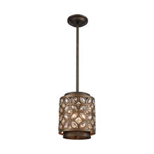  12152/1 - Rosslyn 1-Light Mini Pendant in Mocha and Deep Bronze with Crystal and Metalwork Shade