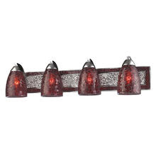  1303-4SLV-RDC - VANITY COLLECTION ELEGANT BATH LIGHTING 4-LIGHT RED CRACKLED GLASS AND BACKPLATE