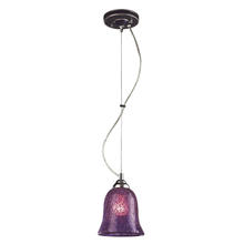  1305-1PLC - BELLISIMO COLLECTION 1-LIGHT BELL PENDANT IN SATIN SILVER WITH A PURPLE CRACKLED