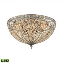  15994/6-LED - Elizabethan 6-Light Flush Mount in Weathered Zinc with Clear Crystal - Includes LED Bulbs