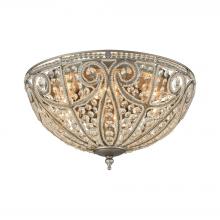  15994/6 - Elizabethan 6-Light Flush Mount in Weathered Zinc with Clear Crystal