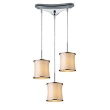  20024/3 - Fabrique 3-Light Drum Pendants in Polished Chrome with Retro Beige Shades