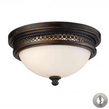  20100/2-LA - Flushmounts 2-Light Flush Mount in Deep Rust with Opal White Glass - Includes Adapter Kit