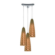  21168/3 - Glitzy 3-Light Triangular Mini Pendant Fixture in Polished Chrome with Golden Bronze Plated Glass