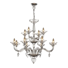  23003/8+4 - Exo 8+4 Light Chandelier in Satin Nickel